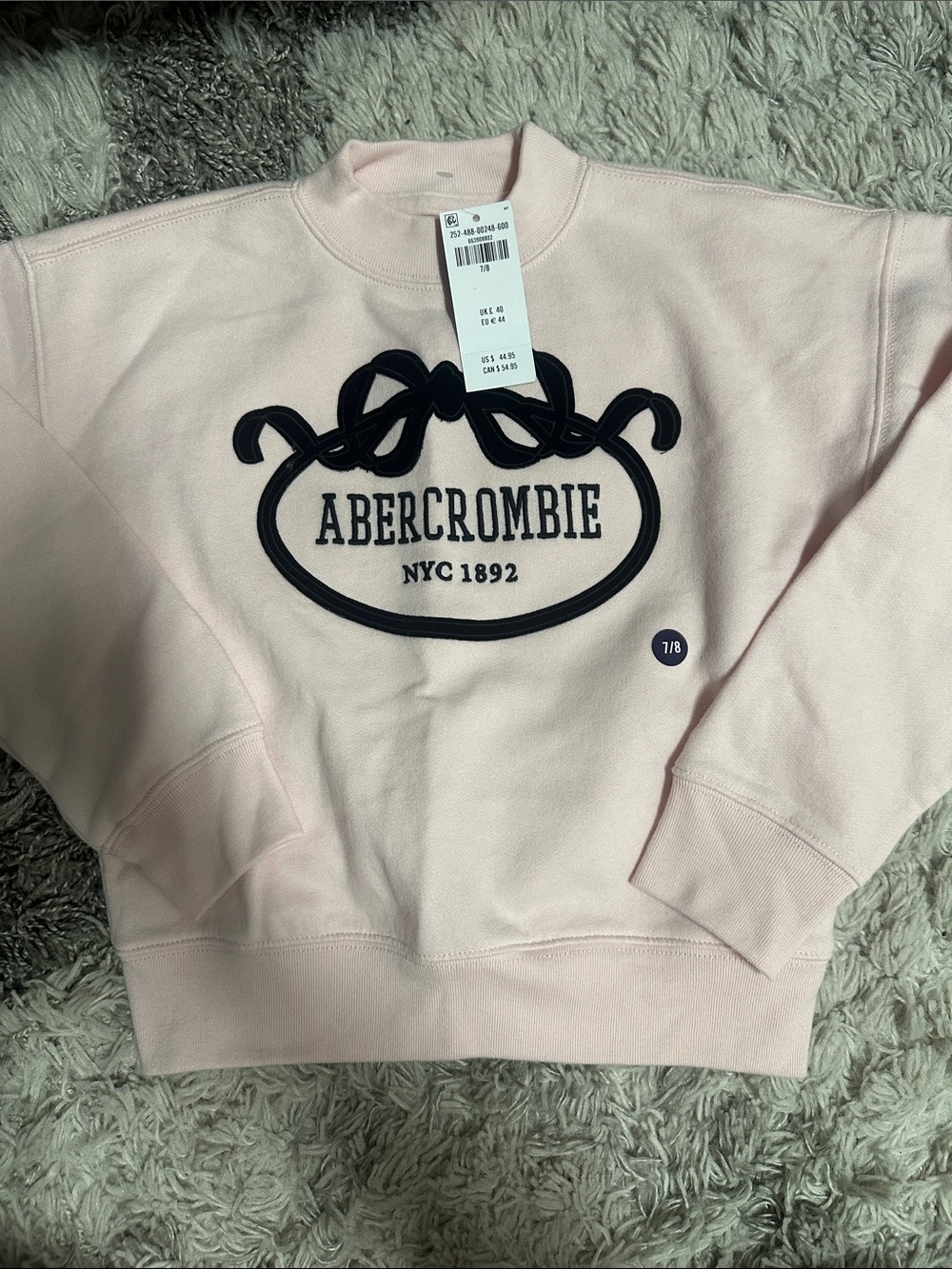Abercrombie & Fitch Light Pink Crewneck with black Logo